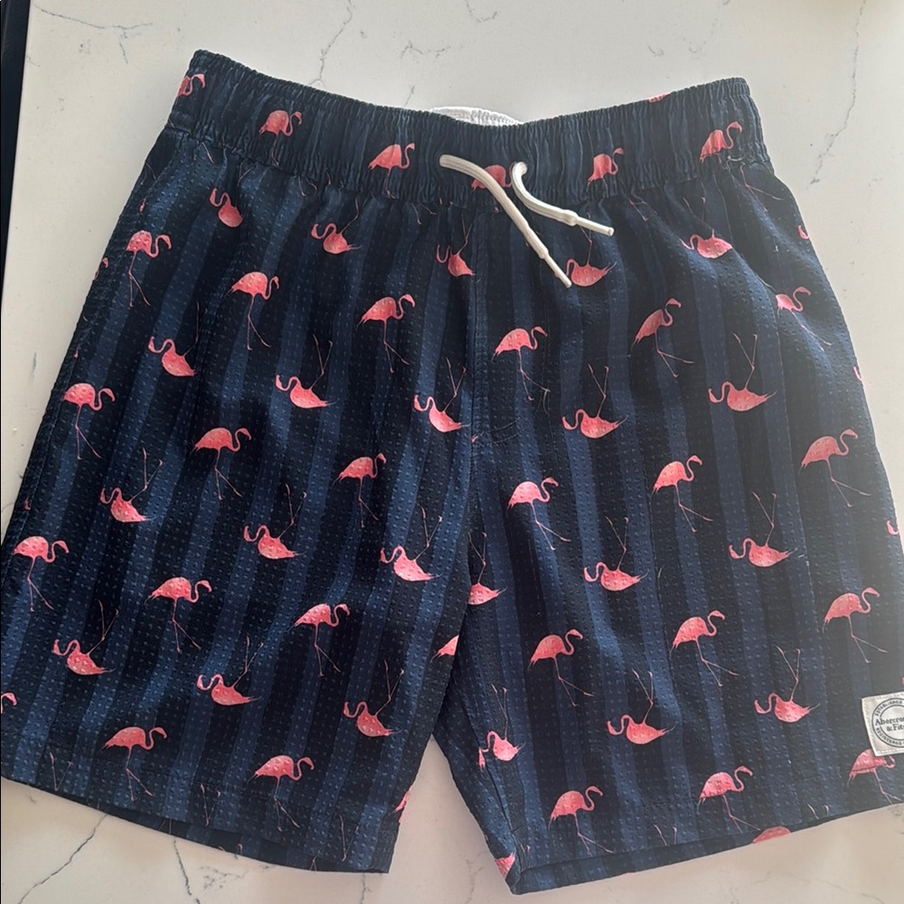 Abercrombie & Fitch Dark Blue Flamingo Swim Shorts
